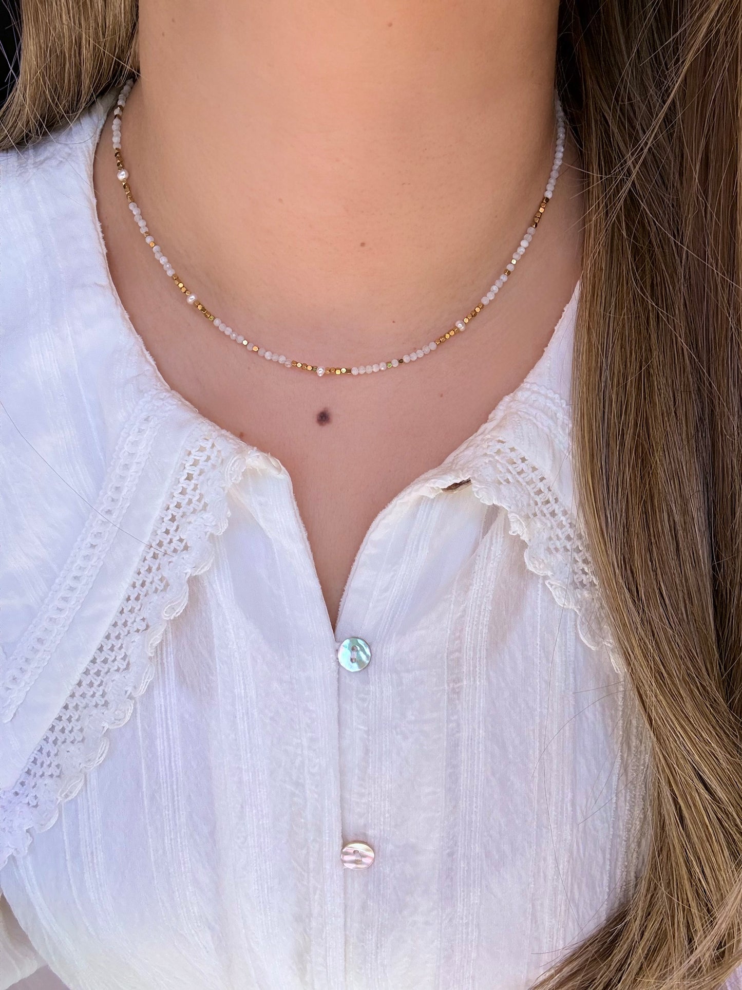 COLLIER ISIS AGATE BLANCHE